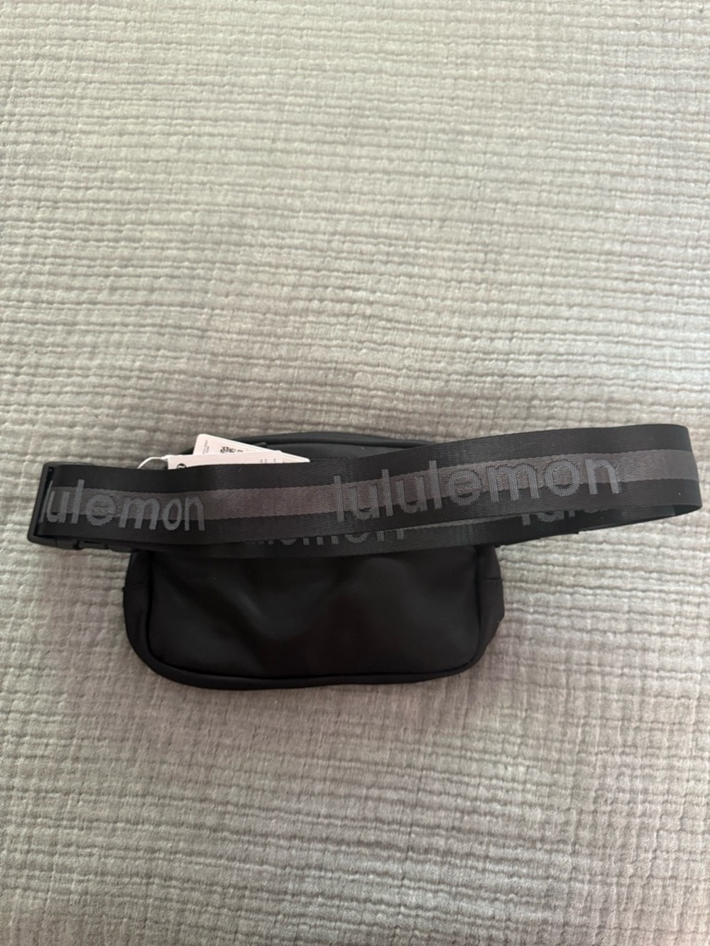 lululemon athletica Black Belt Bag with Branded Gray Strap